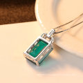 Rectangle Green Topaz Pendant 925 Sterling Silver Pendant Necklace Jewelry